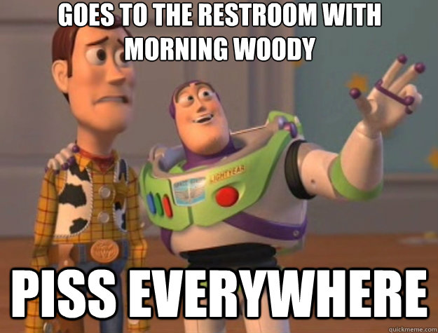 goes to the restroom with morning woody piss everywhere - goes to the restroom with morning woody piss everywhere  Toy Story