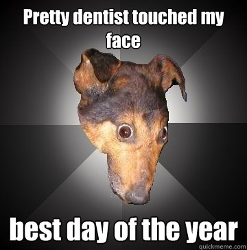 Pretty dentist touched my face best day of the year  Depression Dog