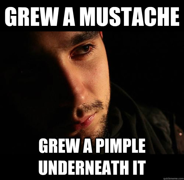 Grew a mustache Grew a pimple underneath it - Grew a mustache Grew a pimple underneath it  Male problems