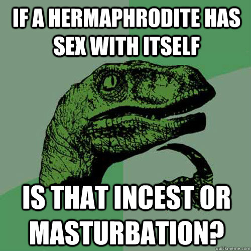 If a hermaphrodite has sex with itself Is that incest or masturbation? - If a hermaphrodite has sex with itself Is that incest or masturbation?  Philosoraptor