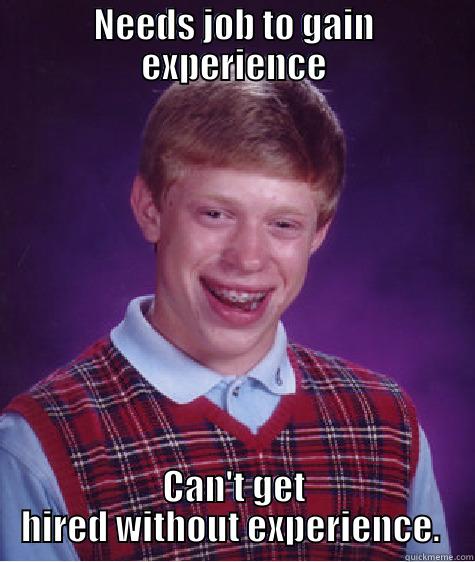 NEEDS JOB TO GAIN EXPERIENCE CAN'T GET HIRED WITHOUT EXPERIENCE.  Bad Luck Brian