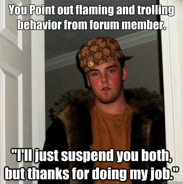 You Point out flaming and trolling behavior from forum member. 