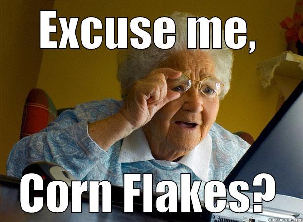 EXCUSE ME, CORN FLAKES? Grandma finds the Internet