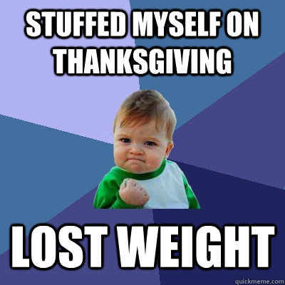 Stuffed myself on thanksgiving Lost weight  Success Kid