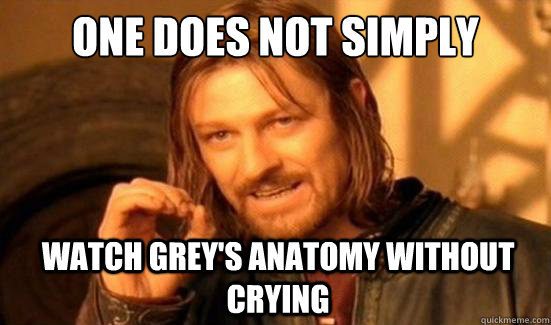 One Does Not Simply watch grey's anatomy without crying - One Does Not Simply watch grey's anatomy without crying  Boromir