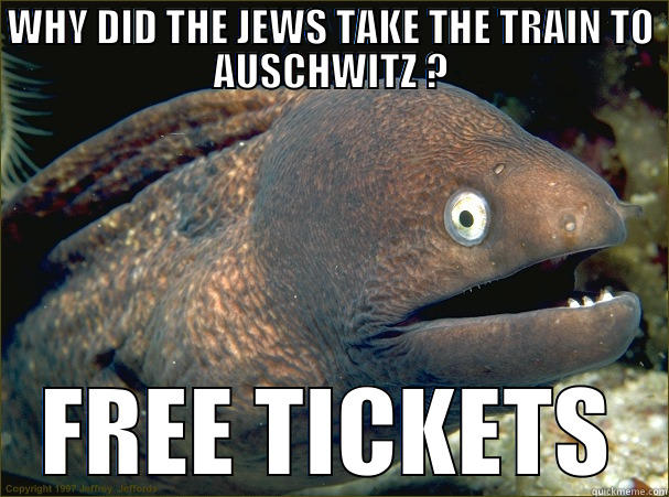 WHY DID THE JEWS TAKE THE TRAIN TO AUSCHWITZ ? FREE TICKETS Bad Joke Eel