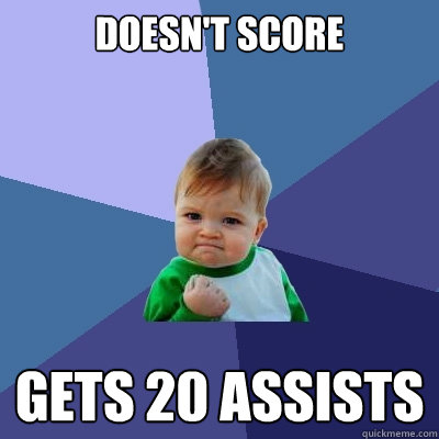 Doesn't score Gets 20 assists  Success Kid