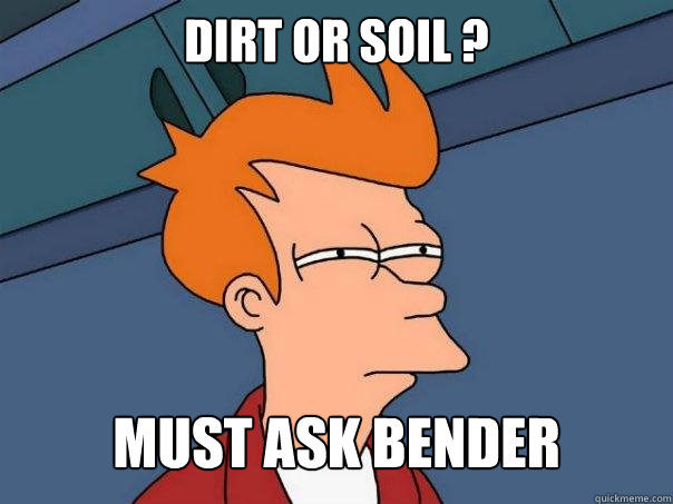 dirt or soil ? must ask bender - dirt or soil ? must ask bender  Futurama Fry