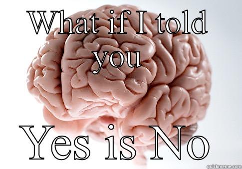 WHAT IF I TOLD YOU YES IS NO Scumbag Brain