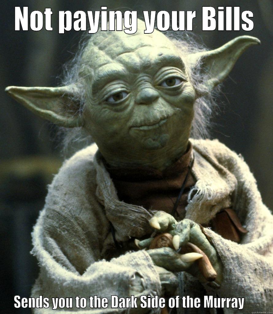 NOT PAYING YOUR BILLS SENDS YOU TO THE DARK SIDE OF THE MURRAY      Misc