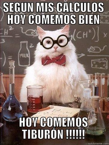 SEGUN MIS CALCULOS HOY COMEMOS BIEN HOY COMEMOS TIBURÓN !!!!!! Chemistry Cat