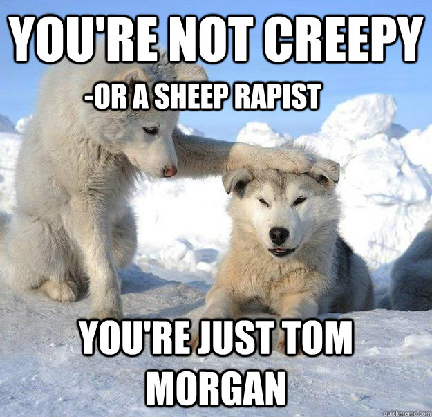 you're not creepy you're just tom morgan -or a sheep rapist  Caring Husky