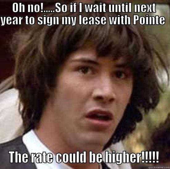 Sign your lease now for Fall 2015 - OH NO!.....SO IF I WAIT UNTIL NEXT YEAR TO SIGN MY LEASE WITH POINTE   THE RATE COULD BE HIGHER!!!!! conspiracy keanu