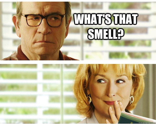 What's that smell?  Skeptical Tommy Lee Jones