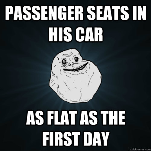 PASSENGER SEATS IN HIS CAR AS FLAT AS THE       FIRST DAY - PASSENGER SEATS IN HIS CAR AS FLAT AS THE       FIRST DAY  Forever Alone