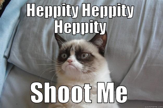 HEPPITY HEPPITY HEPPITY SHOOT ME Grumpy Cat