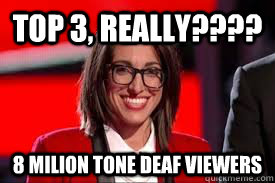 Top 3, REALLY???? 8 milion tone deaf viewers - Top 3, REALLY???? 8 milion tone deaf viewers  Lousy Lounge Singer