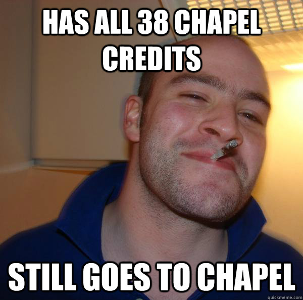 Has all 38 chapel credits Still goes to chapel - Has all 38 chapel credits Still goes to chapel  Misc