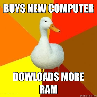 Buys new computer Dowloads more RAM  Tech Impaired Duck