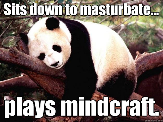 Sits down to masturbate... plays mindcraft.  Procrastination Panda