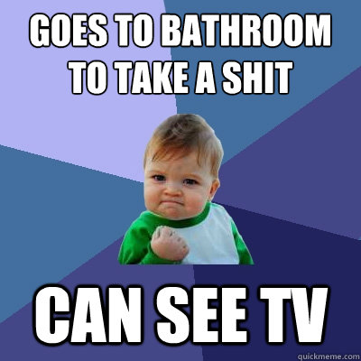 Goes to bathroom to take a shit can see tv  Success Kid