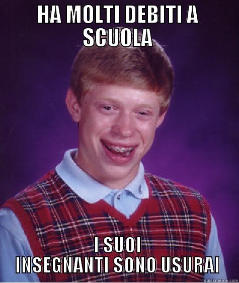 HA MOLTI DEBITI A SCUOLA I SUOI INSEGNANTI SONO USURAI Bad Luck Brian