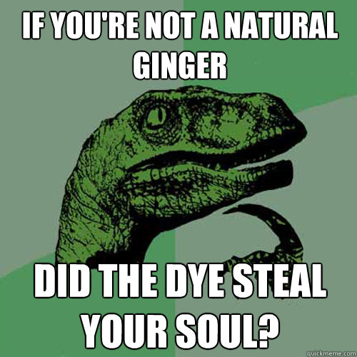 If you're not a natural ginger Did the dye steal your soul? - If you're not a natural ginger Did the dye steal your soul?  Philosoraptor