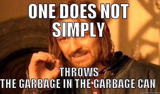 GARBAGE MEMES - ONE DOES NOT SIMPLY THROWS THE GARBAGE IN THE GARBAGE CAN  Boromir