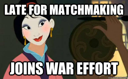 Late for matchmaking joins war effort - Late for matchmaking joins war effort  Disney Logic