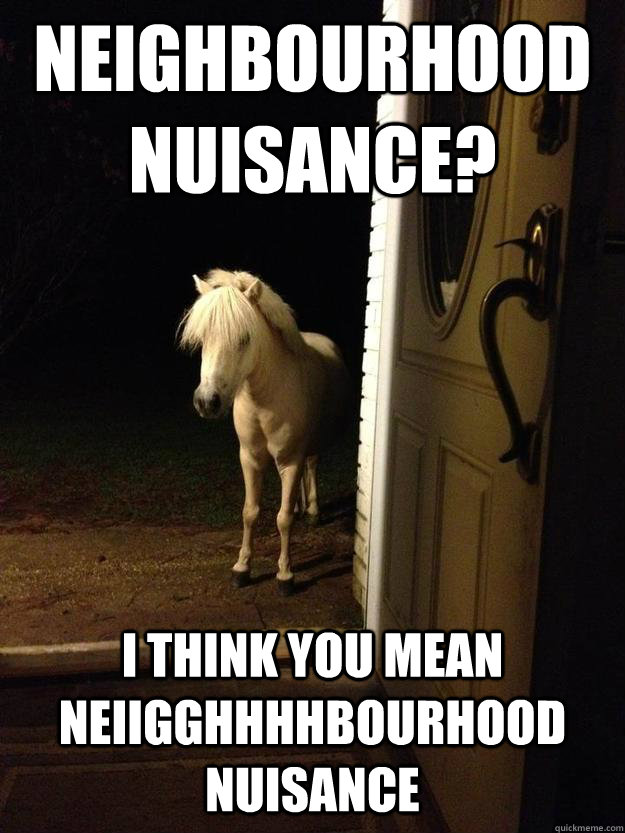 Neighbourhood nuisance? I think you mean neiigghhhhbourhood nuisance - Neighbourhood nuisance? I think you mean neiigghhhhbourhood nuisance  Neighborhood Nuisance