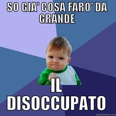 SO GIA' COSA FARO' DA GRANDE IL DISOCCUPATO Success Kid