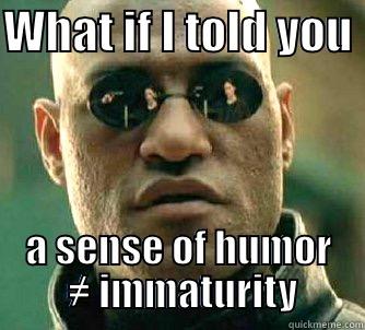 WHAT IF I TOLD YOU  A SENSE OF HUMOR  ≠ IMMATURITY Matrix Morpheus