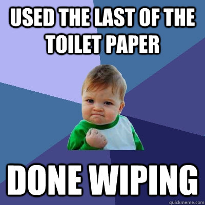 used the last of the toilet paper done wiping - used the last of the toilet paper done wiping  Success Kid