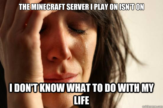 The minecraft server i play on isn't on i don't know what to do with my life  First World Problems