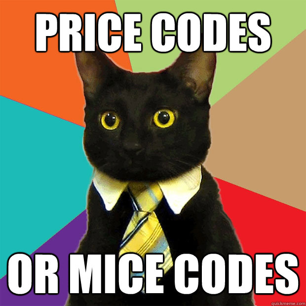 Price codes or mice codes  Business Cat