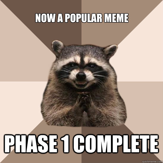 NOW A POPULAR MEME PHASE 1 COMPLETE  Evil Plotting Raccoon