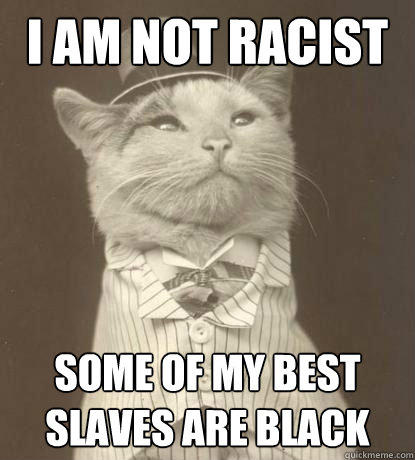 I am not racist Some of my best slaves are black  