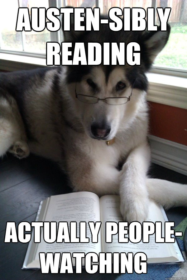 AUSTEN-SIBLY READING ACTUALLY PEOPLE-WATCHING  Condescending Literary Pun Dog