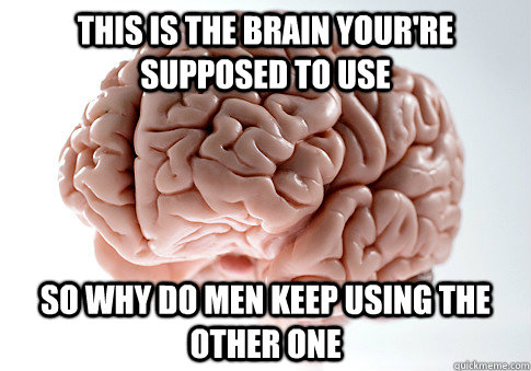 THIS IS THE BRAIN YOUR'RE SUPPOSED TO USE SO WHY DO MEN KEEP USING THE OTHER ONE  Scumbag Brain