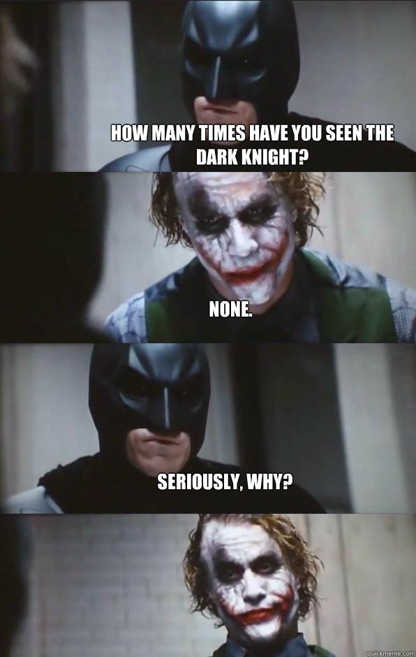 How many times have you seen the dark knight? None. Seriously, Why?  Batman Panel