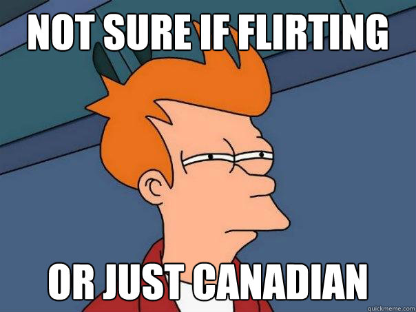 Not sure if flirting or just canadian  Futurama Fry