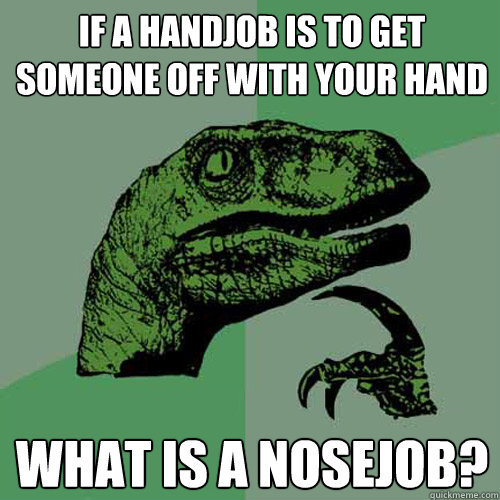 if a handjob is to get someone off with your hand what is a nosejob?  Philosoraptor