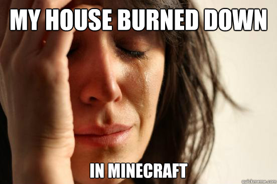 My house burned down In Minecraft  First World Problems