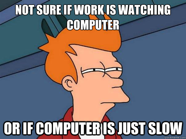 Not sure if work is watching computer or if computer is just slow  Futurama Fry