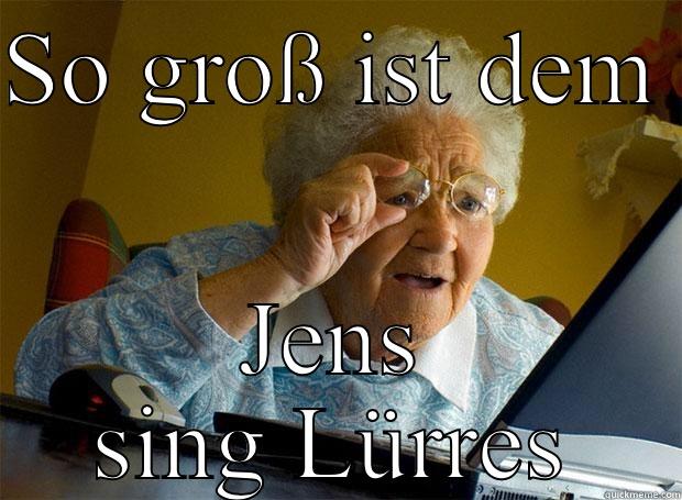 SO GROSS IST DEM  JENS SING LÜRRES Grandma finds the Internet