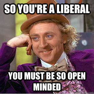 So you're a liberal You must be so open minded  Condescending Wonka