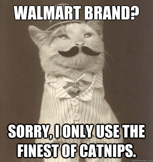 Walmart Brand? Sorry, I only use the finest of catnips.  Original Business Cat