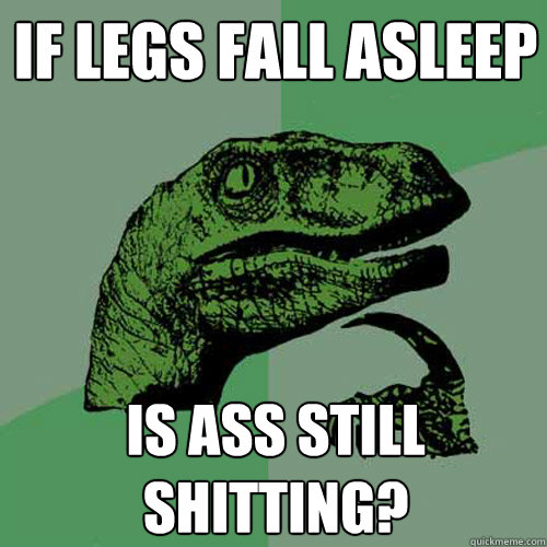 If legs fall asleep Is ass still shitting?  Philosoraptor