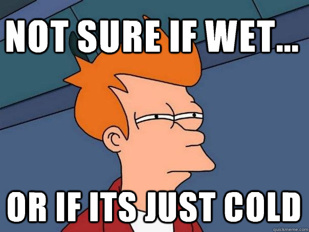 Not sure if wet... Or if its just cold  Futurama Fry