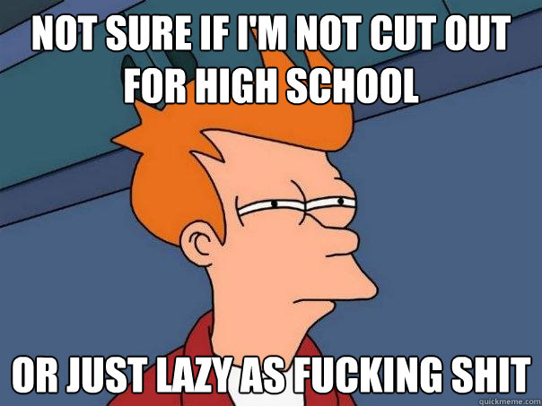 Not sure if i'm not cut out for High School or just lazy as fucking shit  Futurama Fry